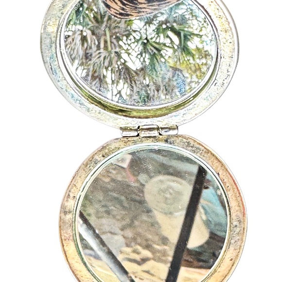 Vintage Silver Double Pocket Mirror - Inscriped HLP - Picture 6 of 11